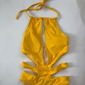 Yellow Halter Top size SMALL onepiece swimsuit